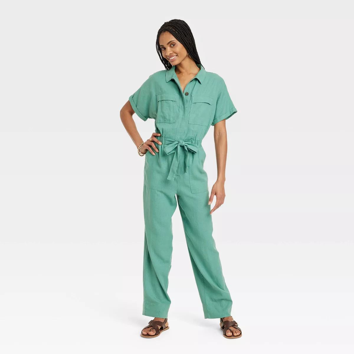 Women's Short Sleeve Linen Boilersuit - Universal Thread™ | Target