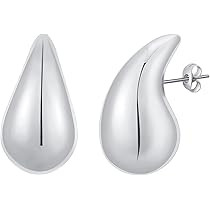 Apsvo Chunky 14K Gold Plated Hoop Earrings for Women, Lightweight Waterdrop Hollow Open Hoops, Hy... | Amazon (US)