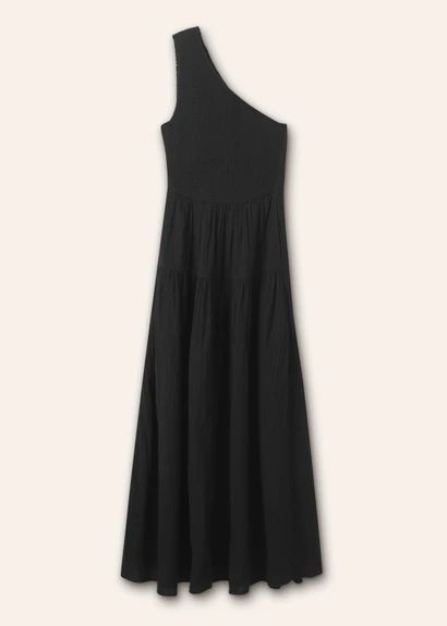 Cheesecloth Shirred One Shoulder Maxi Dress | ME+EM US
