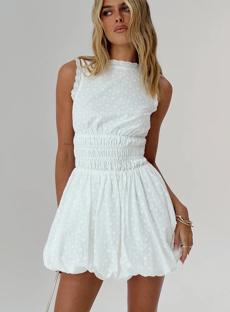 Vittoria Bubble Hem Mini Dress White | Princess Polly US