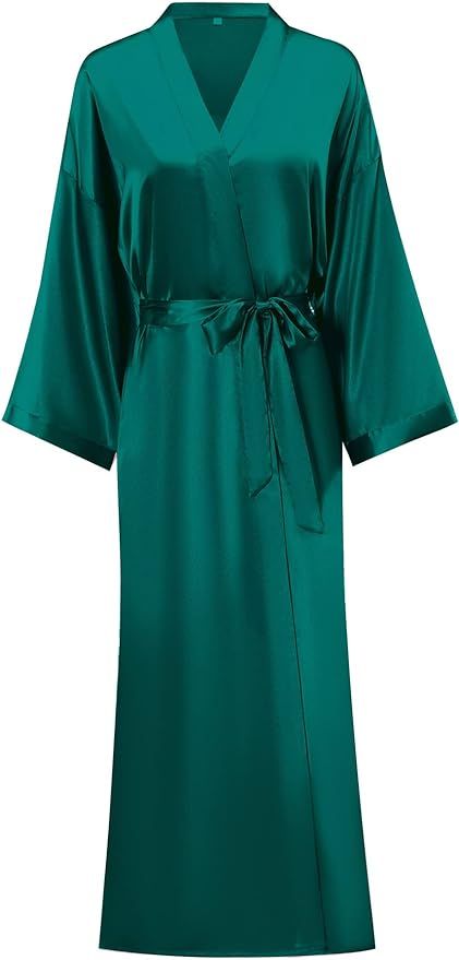 V Vaborous Women's Soft Long Satin Robes Long Silk Robes Full Length Robes Kimonos Silky Bath Rob... | Amazon (US)