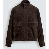 Zara - Leather Split Suede Jacket - Brown - L - Man | Zara UK