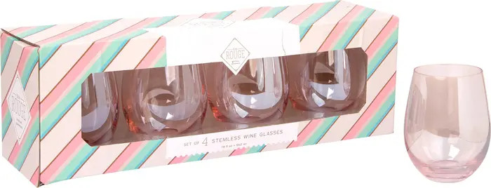 HOME ESSENTIALS AND BEYOND Blush Lustre 4-Pack Stemless Wine Glasses | Nordstromrack | Nordstrom Rack