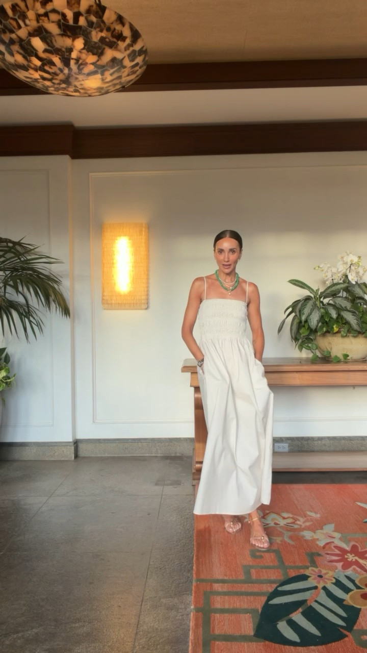 Vacation white dress.

#LTKootd #LTKOver40