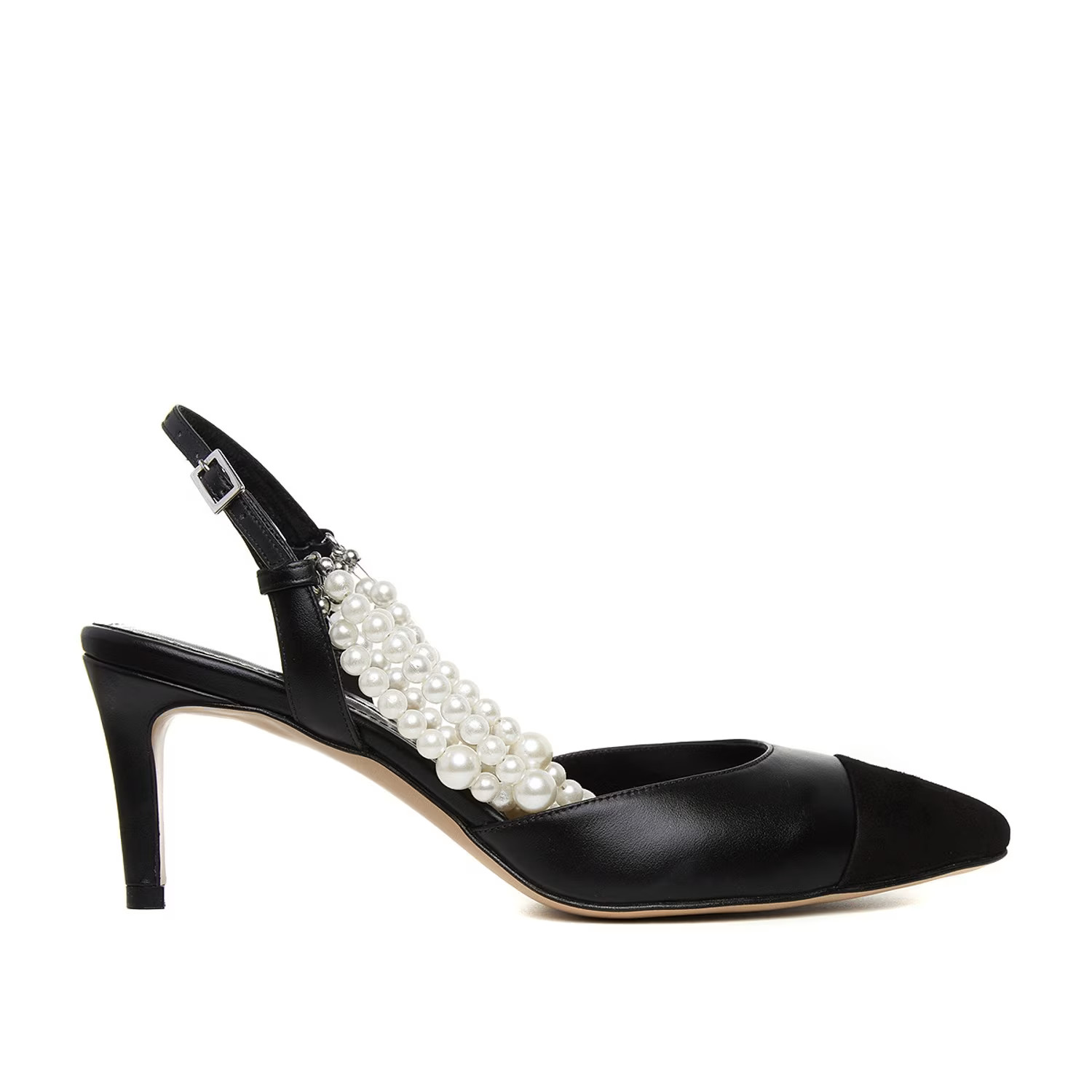 Alice Black Pearl Natural Leather Shoes Low Heel | Wolf & Badger (US)