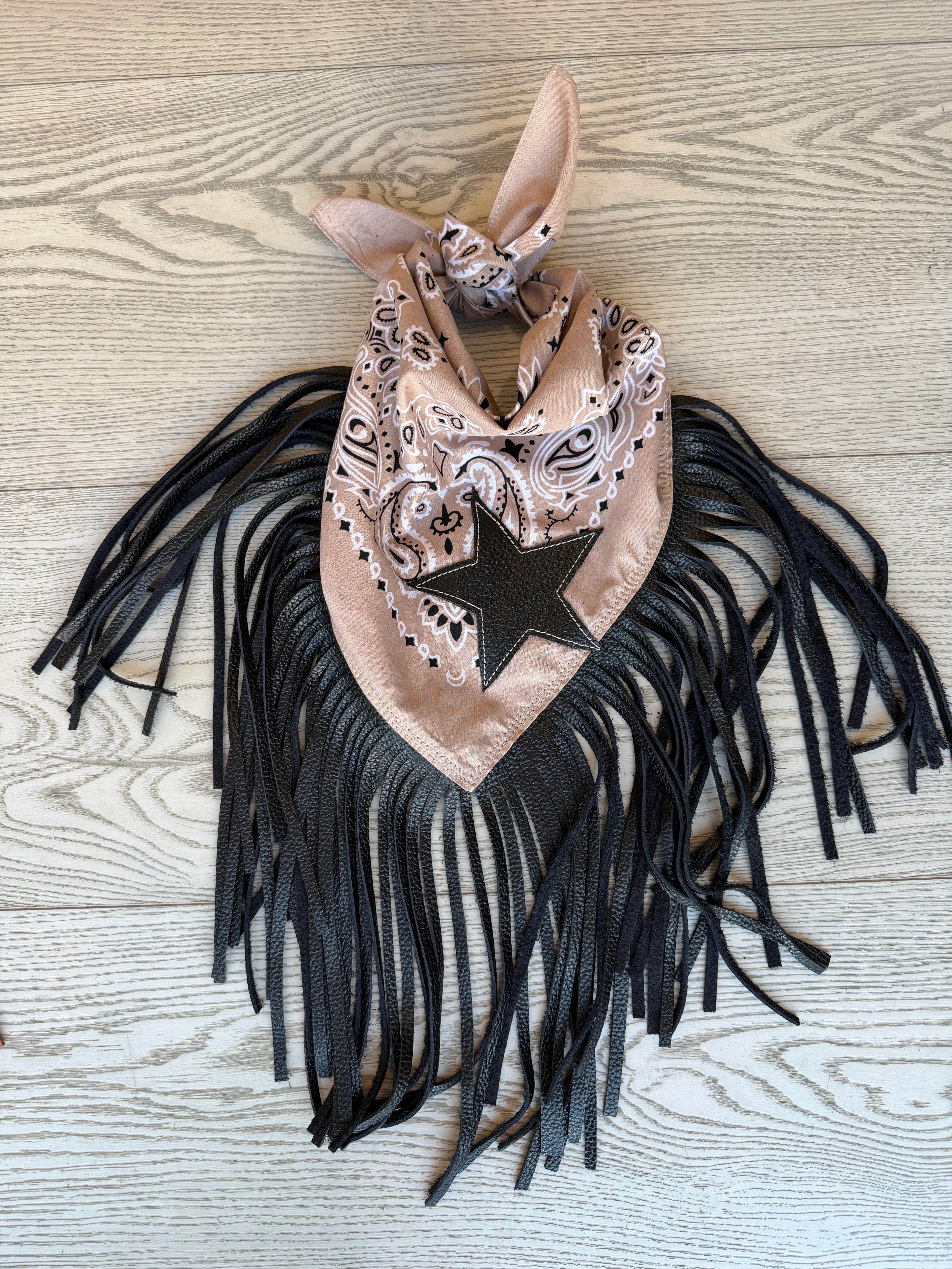Leather Fringe & Star Bandana in 2 Colors | Glitzy Bella