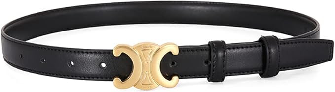 MoYoTo Women’s 2.5cm Thin Leather Belt Fashion Designer Belts for Jeans Pants Dresses with Gold... | Amazon (US)