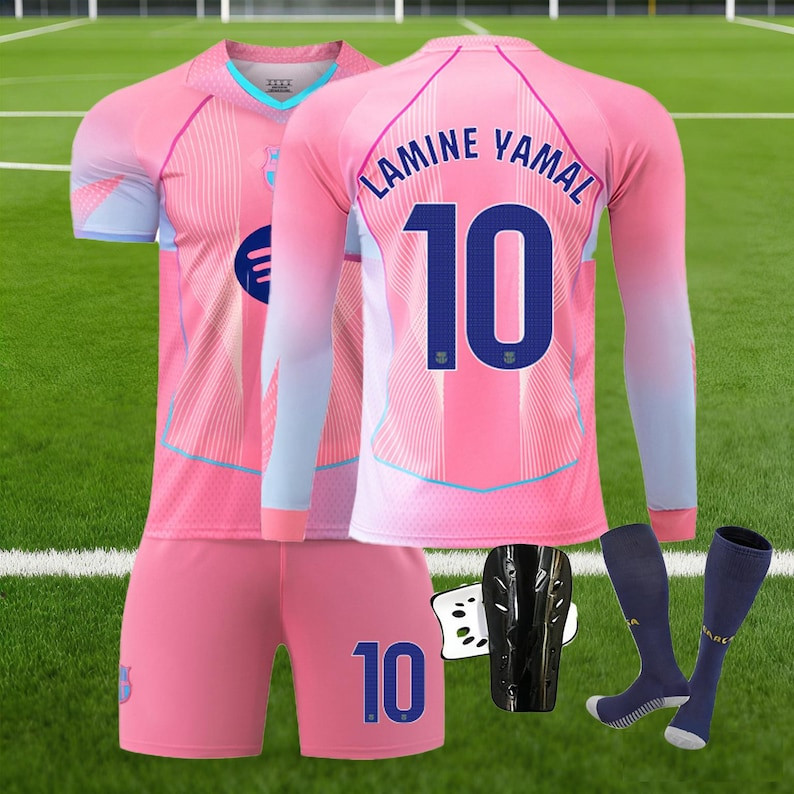 Barcelona Lamine Yamal #10 Jersey & Shorts Set, Retro Football Shirt, Adults and Kids Sizes | Etsy (Global)