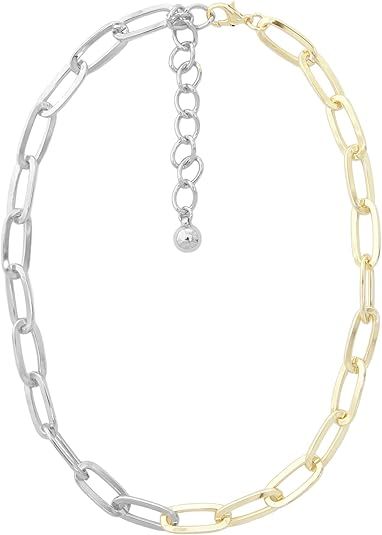 NTLX Paperclip Chain Necklace for Women – Elongated Link Chain - 14K Gold & Sterling Silver Pla... | Amazon (US)