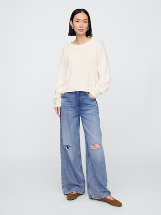 Oversized Slub Crewneck Sweater | Gap Factory
