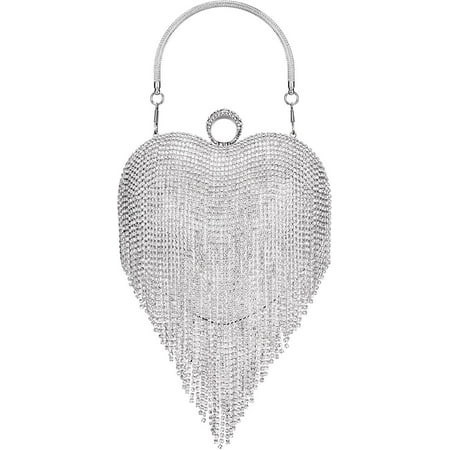 Women's Rhinestone Heart Purse, Evening Clutch Bag for Formal Wedding Cocktail Prom Party Club | Walmart (US)