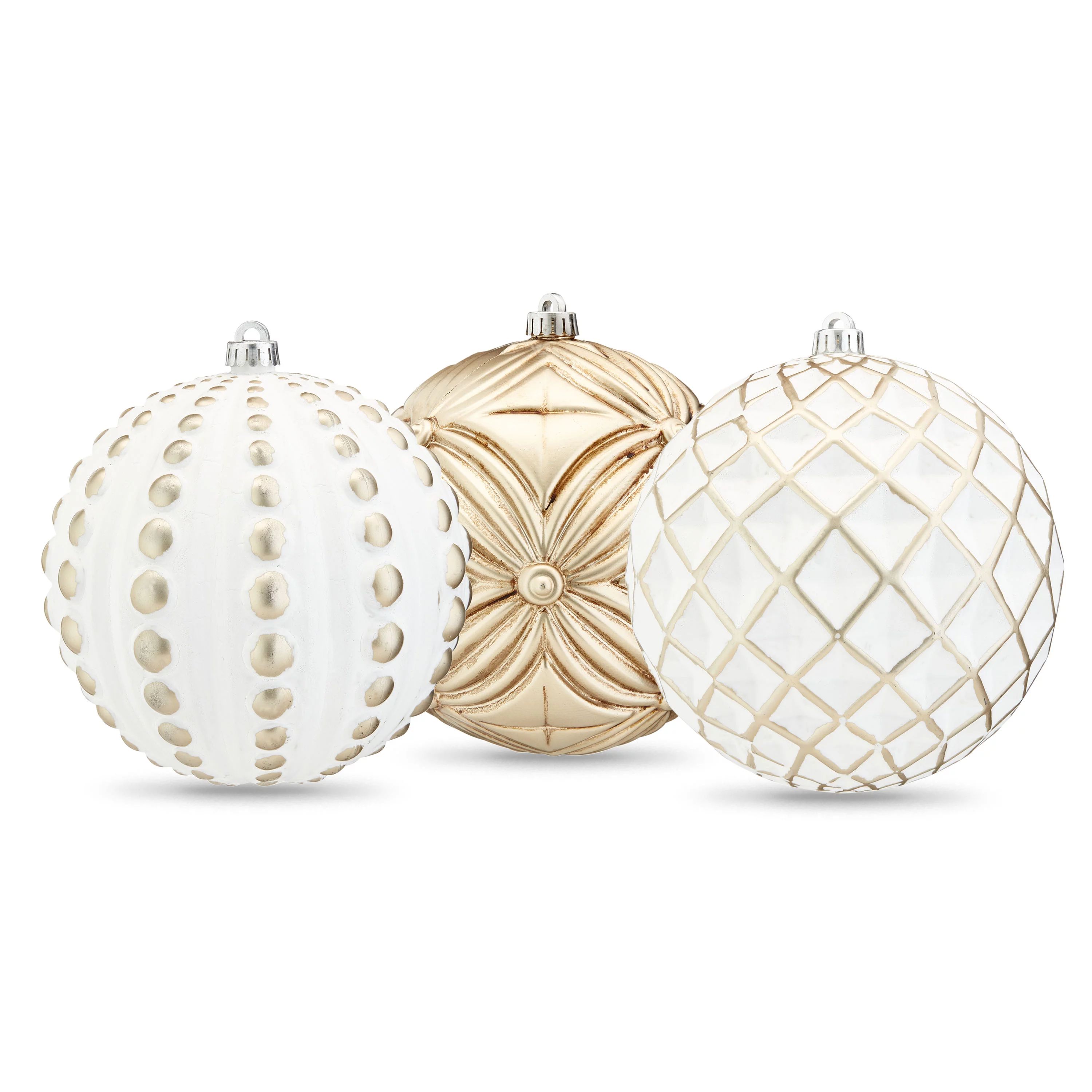 Holiday Time Champagne and White Shatterproof Ball Christmas Ornaments, 3 Count | Walmart (US)