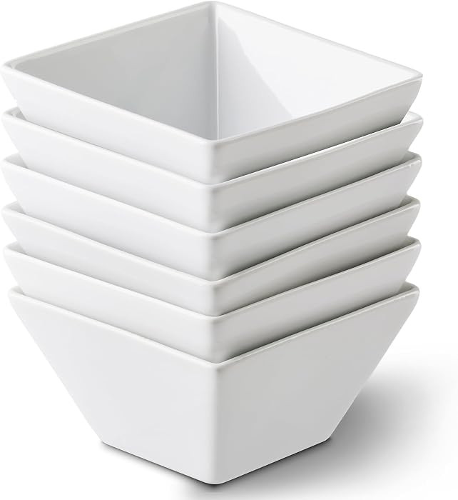 Porcelain Cereal Bowls Set of 6, 13 Oz Square Serving Bowls Set | Amazon (US)