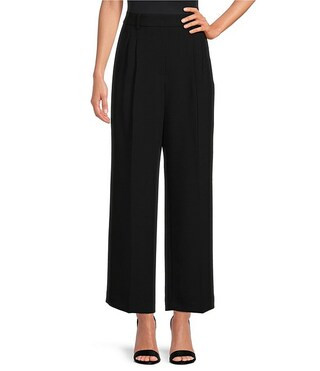 Hartley Crepe Pleated Straight Wide Leg Coordinating Pants | Dillard's