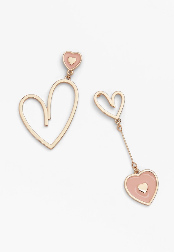 Asymmetrical Heart Drop Earrings | Maurices