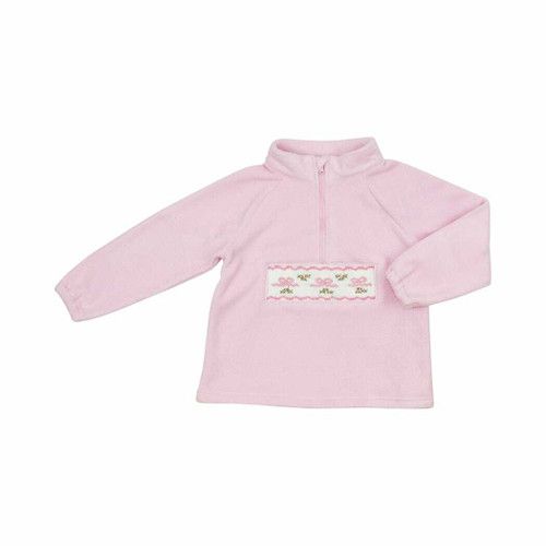 Pink Smocked Floral Fleece Pullover | Cecil and Lou