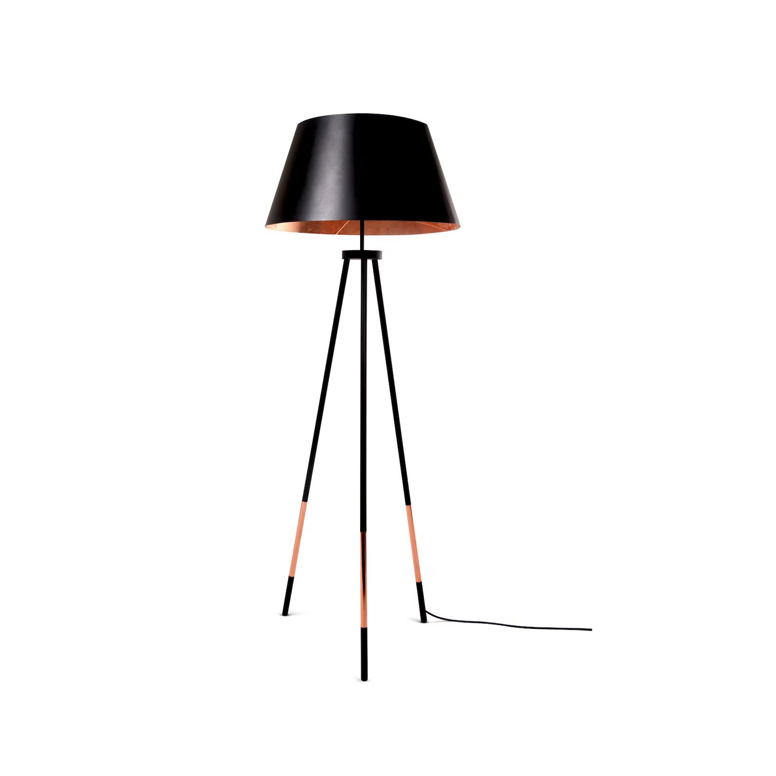 Black Tripod Floor Lamp Modern Floor Lamp Midcentury Modern Lamp With Copper Accents Black Floor ... | Etsy (US)