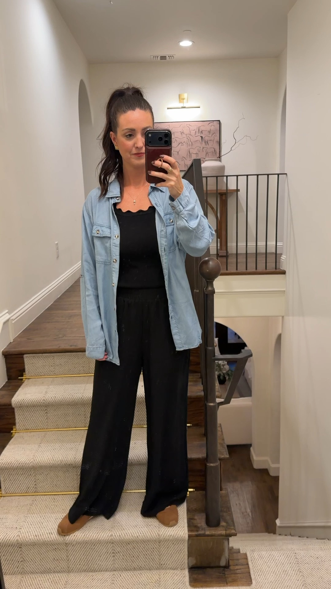 Full Amazon fall outfit! Love affordable fashion. This denim dress shirt is more of a light weight flowy material versus true denim. So versatile. And I love the Maryjane sneakers.

#LTKOver40 #LTKSeasonal #LTKootd