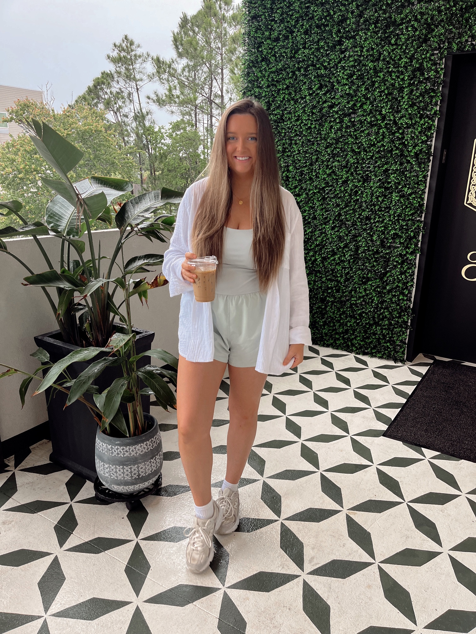 Saturday ootd ☕️ such a fun amazon set & I love a white top to throw over 

#LTKFitness #LTKFindsUnder50 #LTKFindsUnder100