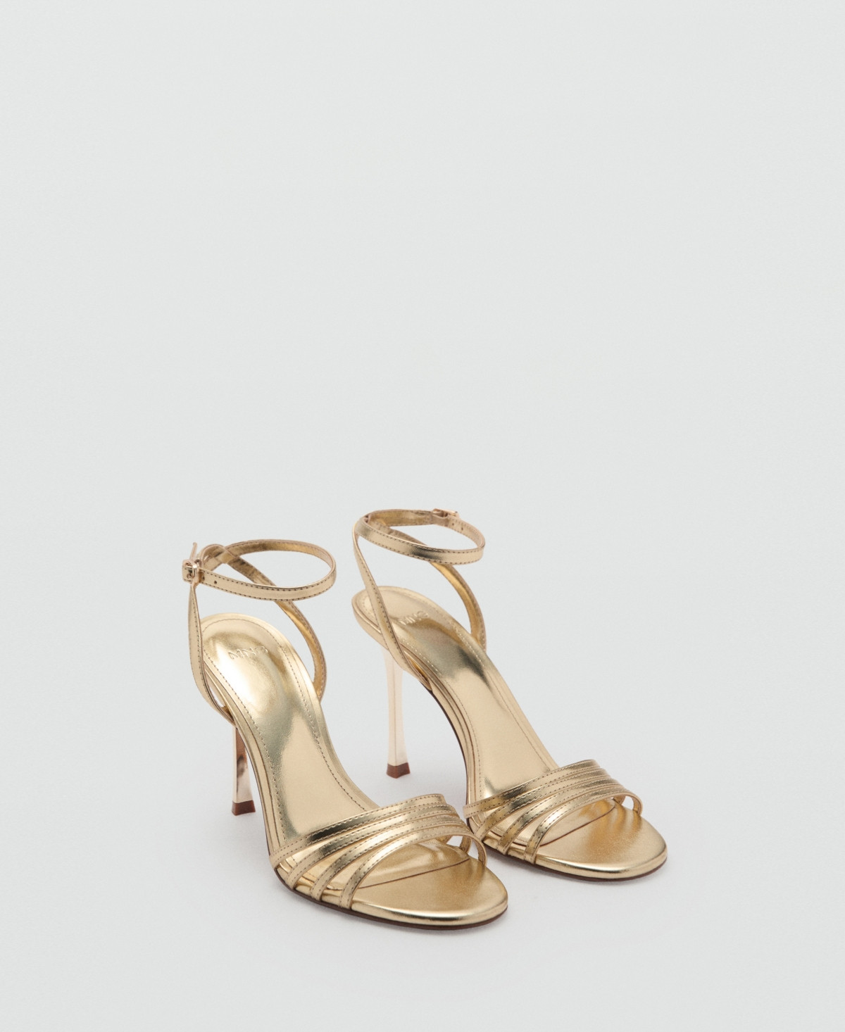 Mango Women's Combined-Strap Heeled Sandals - Gold | Macy's
