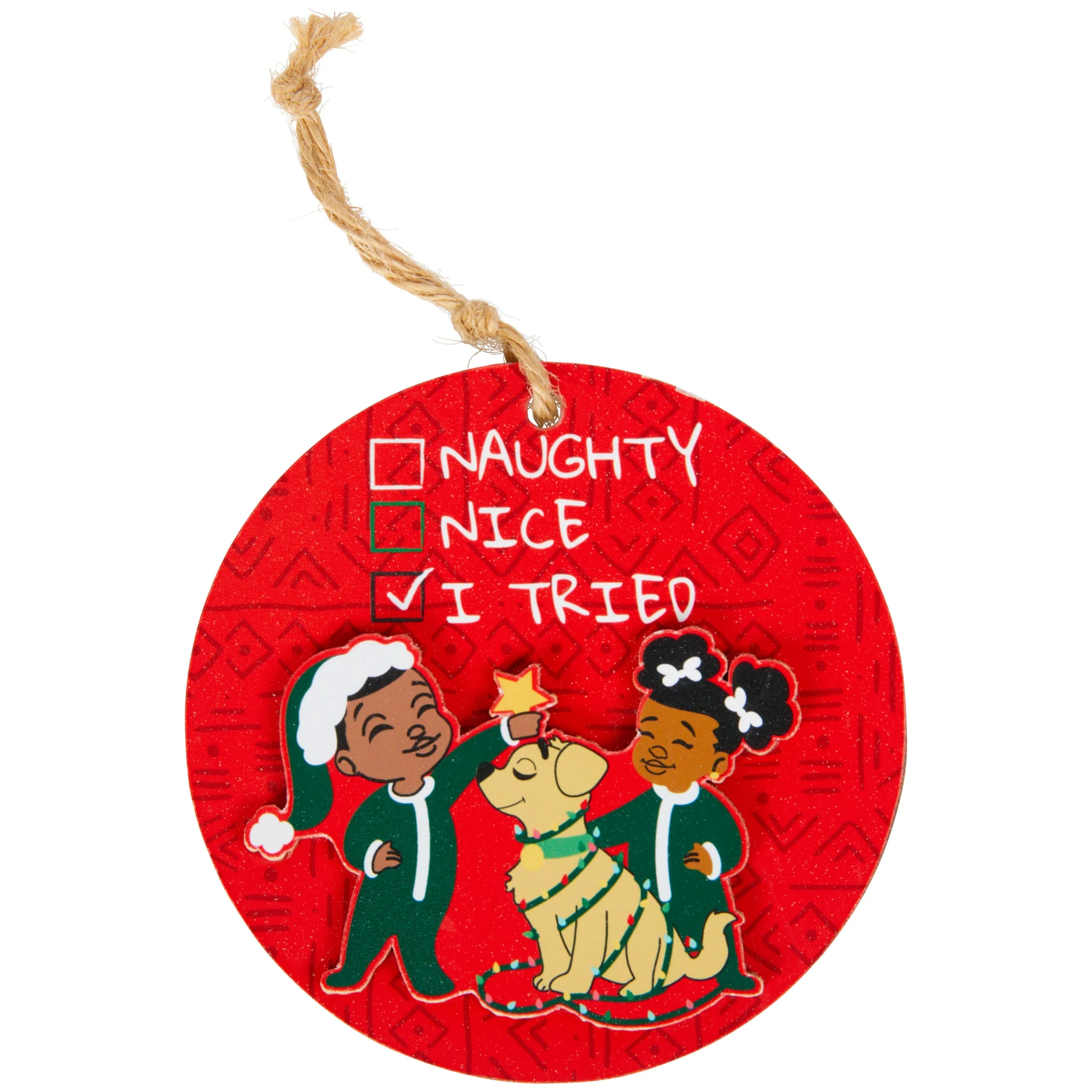 Black Paper Party Naughty Layered Round Hanging Christmas Ornament, 3.5 inch | Walmart (US)
