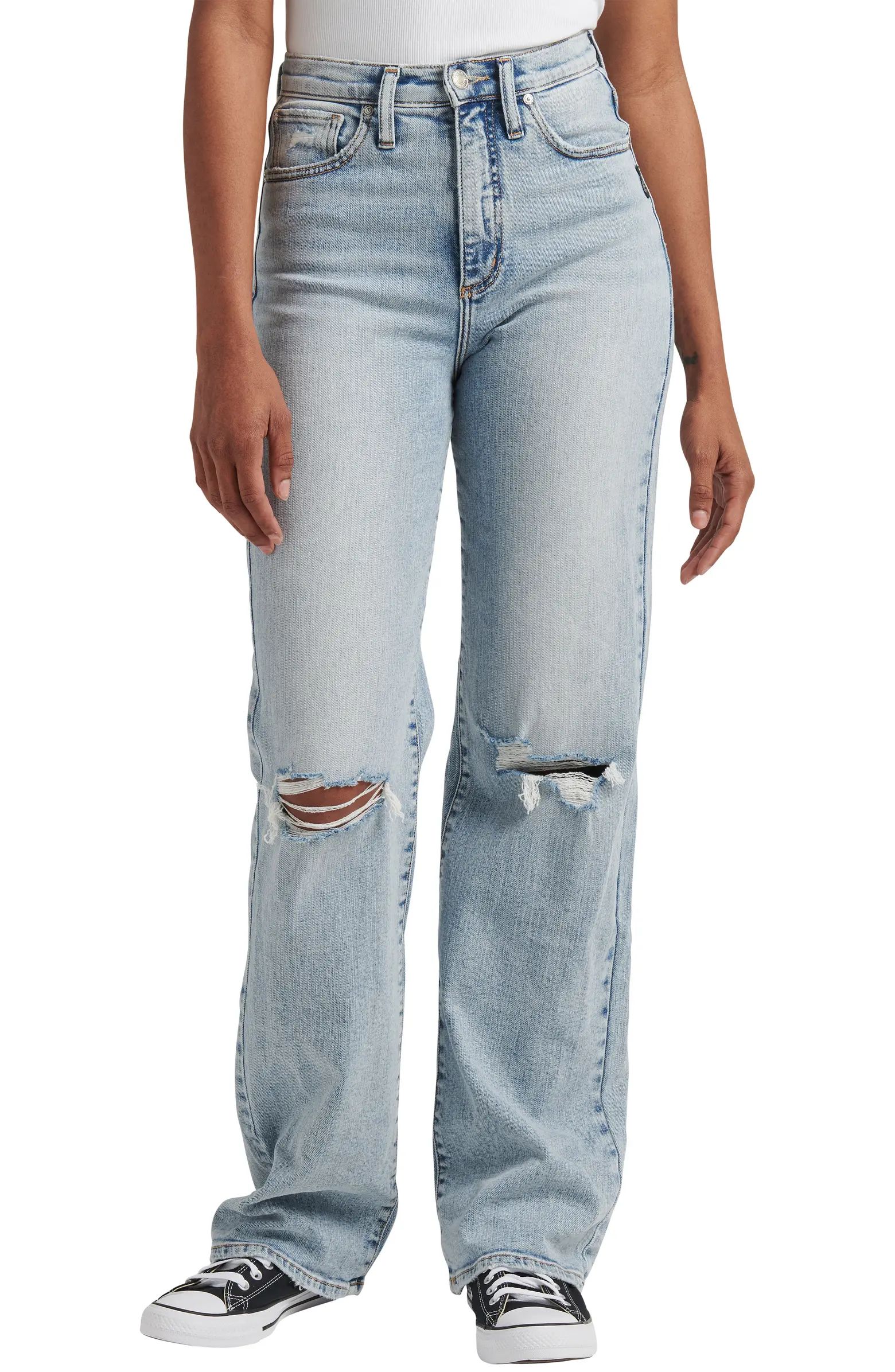 Silver Jeans Co. Highly Desirable Ripped High Waist Wide Leg Jeans | Nordstrom | Nordstrom