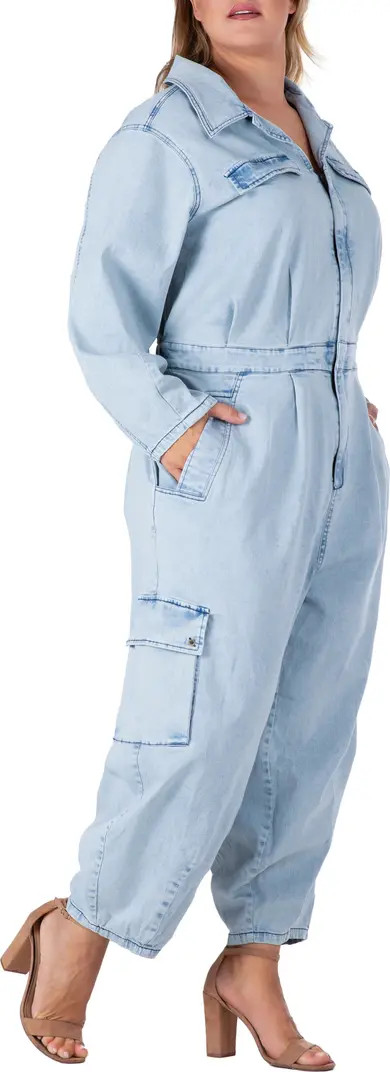 Cargo Long Sleeve Denim Jumpsuit | Nordstrom
