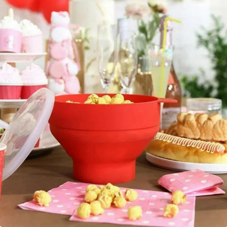 High Quality Microwave Popcorn Bowl Bucket Silicone DIY Popcorn Maker with Lid Chips Fruit Dish K... | Walmart (US)