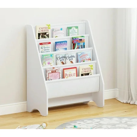 UTEX Kids Sling Bookshelf, Magazine Rack - Book Rack for Kids,Book Organizer (White) | Walmart (US)
