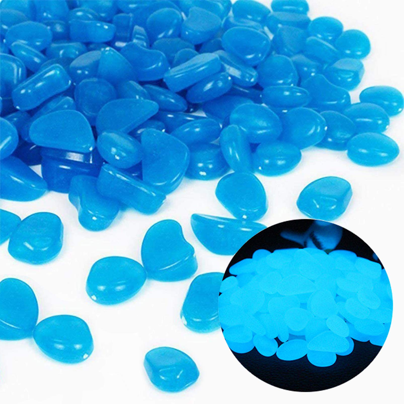 Oubest Fish Tank Rocks Glow Blue/Glow in The Dark Pebbles for Garden/Fish Tank/Aquarium/Plant Pot... | Amazon (US)