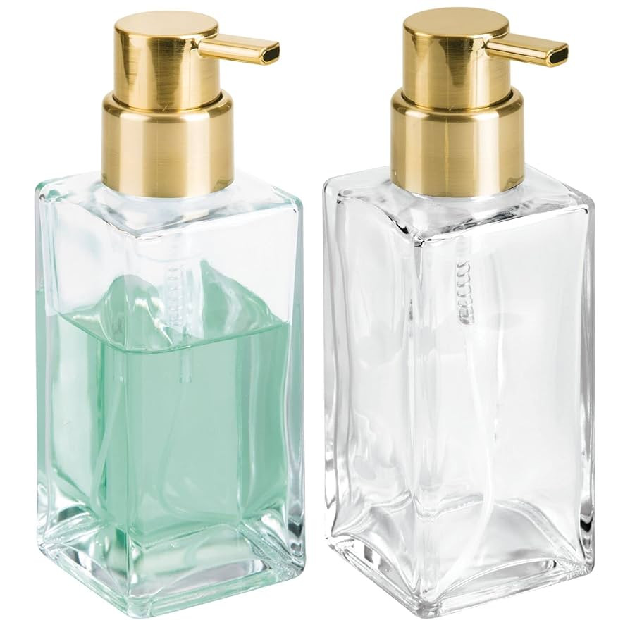 mDesign Glass Refillable Foaming Hand Soap Dispenser Modern Square Pump Bottle for Bathroom Vanit... | Amazon (US)