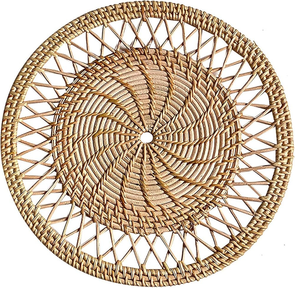Ochine Woven Wicker Rattan Wall Basket Decor, Round, Boho Chic Dcor, Durable Rattan Material, Eas... | Amazon (US)