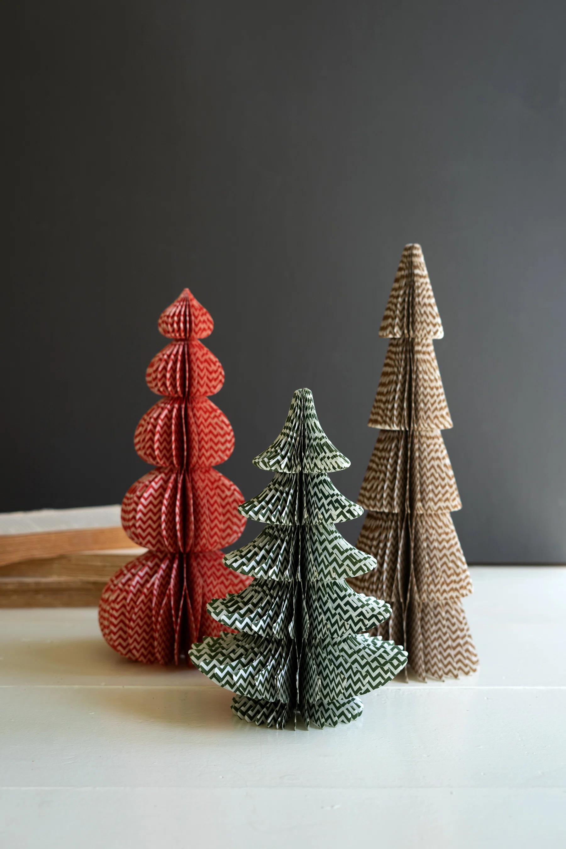 The Holiday Aisle® SET OF THREE PRINTED  PAPER ACCORDIAN CHRISTMAS TREES | Wayfair | Wayfair North America