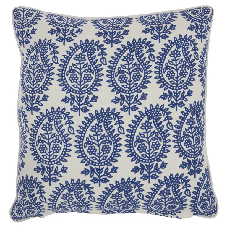 Nourison Life Styles Printed Paisley Blue Decorative Throw Pillow , 18"X18" | Walmart (US)