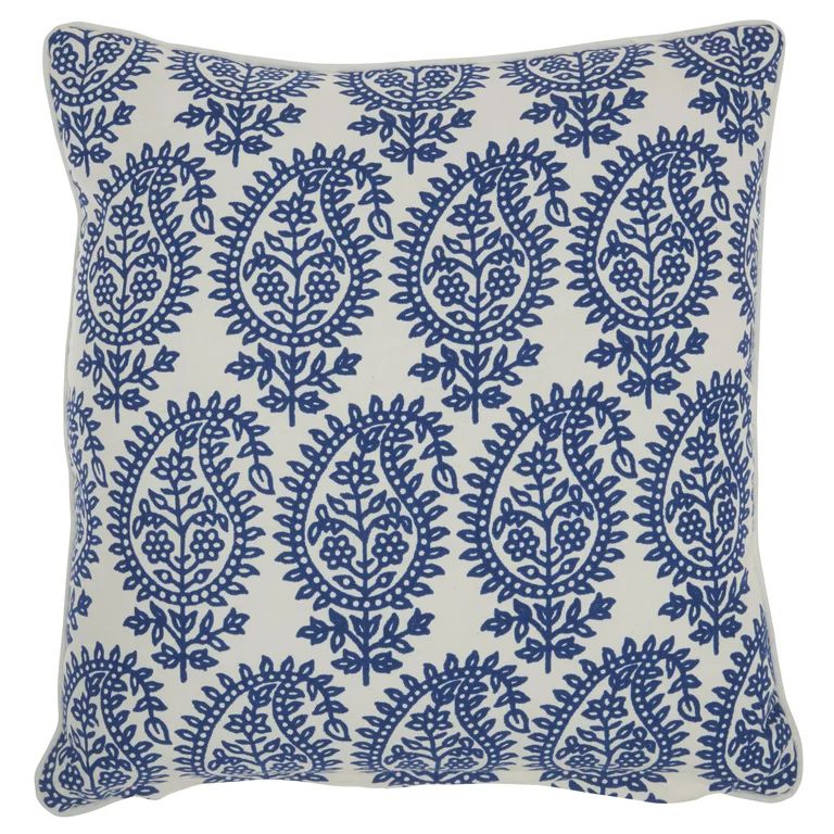 Nourison Life Styles Printed Paisley Blue Decorative Throw Pillow , 18"X18" | Walmart (US)