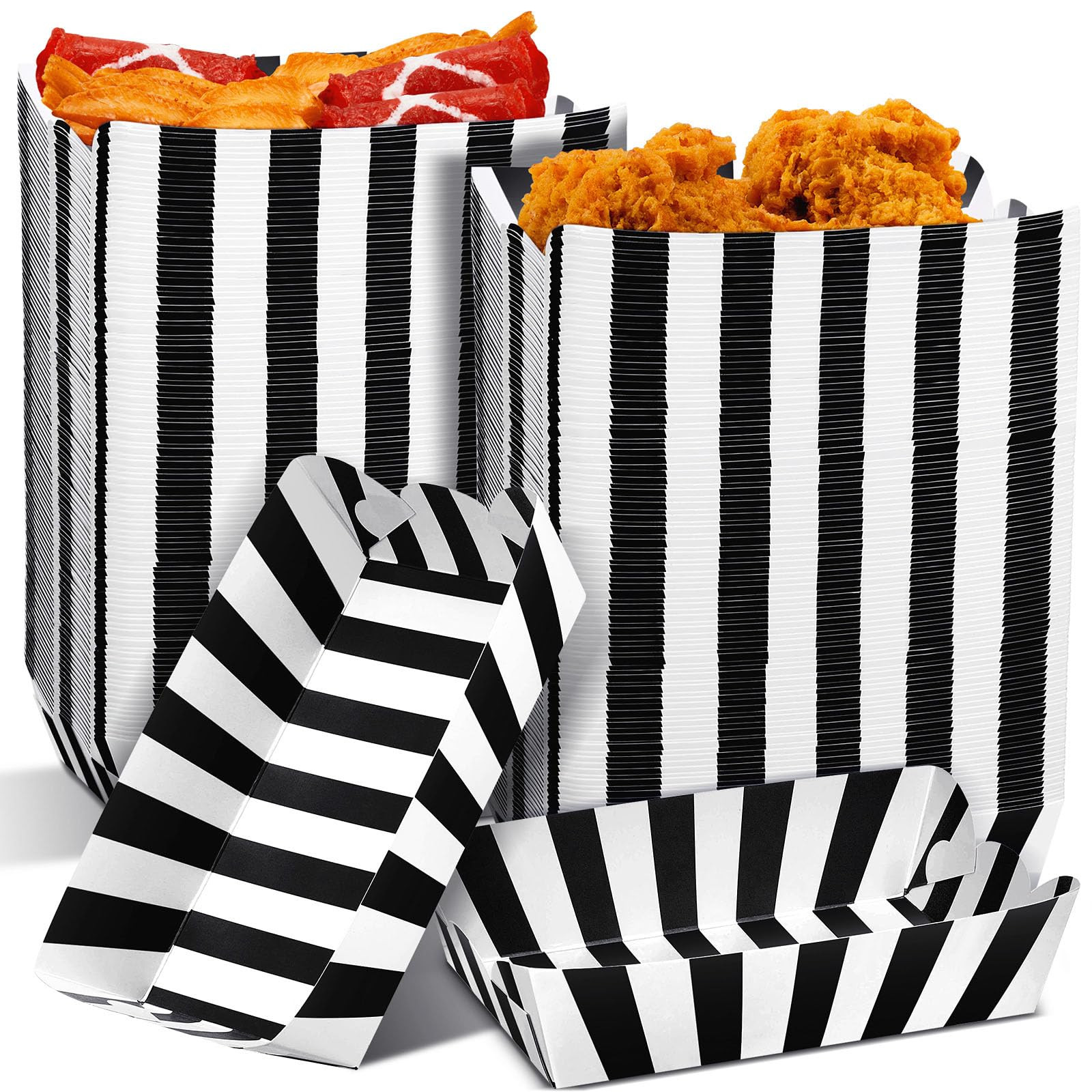 Yaomiao 100 Pcs Striped Paper Food Trays Carnival Paper Boats for Food Nacho Hot Dog Disposable P... | Amazon (US)