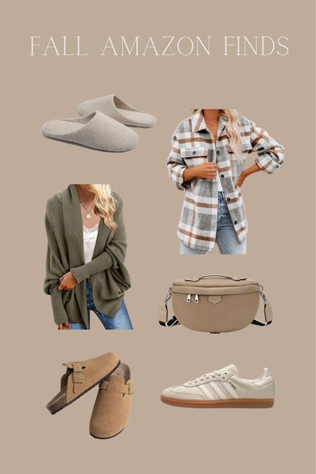 Comfy Amazon finds for Fall. Slippers, sweater, plaid shacket, crossbody bag, Adidas Samba OH shoes. 

#LTKshoecrush #LTKstyletip