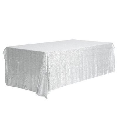 Unique Bargains Polyester Sequin Dining Room Parties Dances Rectangle Tablecloth 1 Pc Silver 47"x59" | Target
