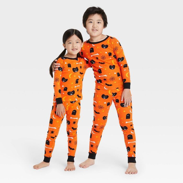 Toddler Halloween Spooky Print Matching Family Pajama Set - Orange | Target