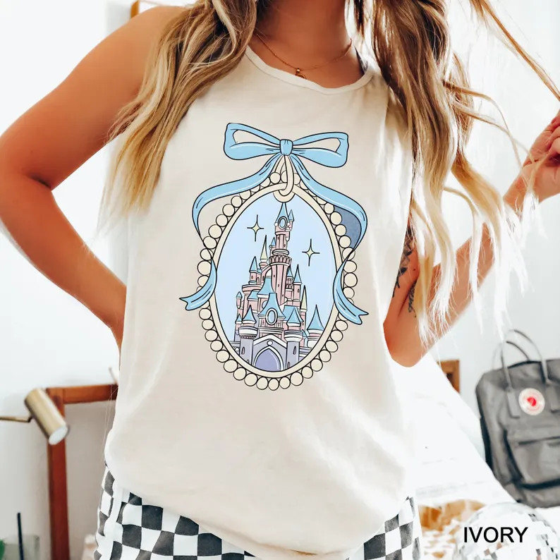 Comfort Color\u00ae Disney Magical Castle Tank Top Magic Kingdom Blue Coquette Shirt Disney Castl... | Etsy (Global)