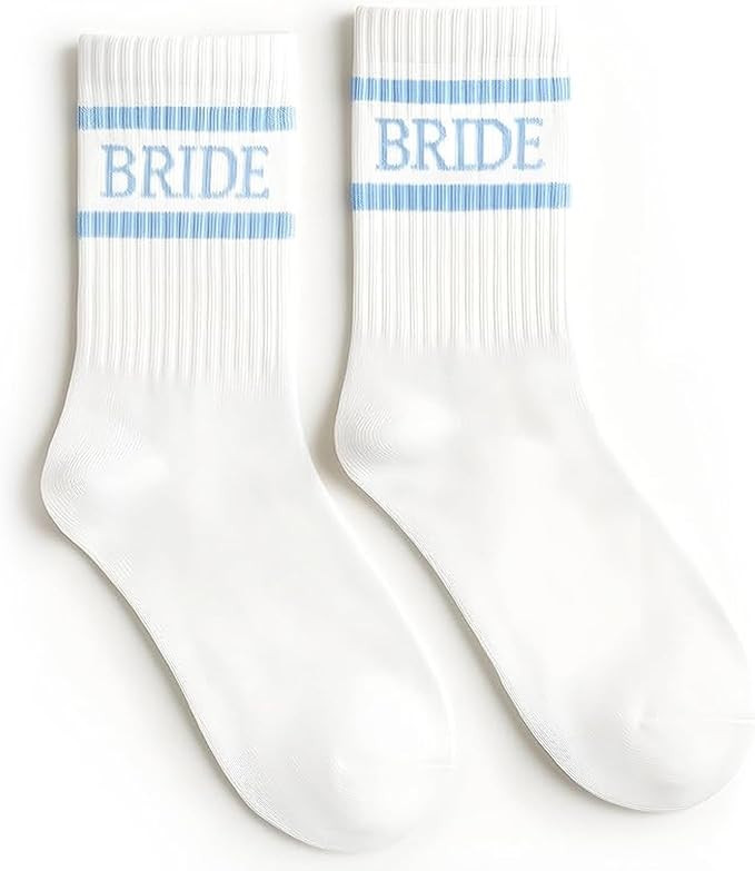 Bride Socks for Wedding Day "Something Blue" | Cute Novelty Crew Socks for Bride to Be | Bachelor... | Amazon (US)