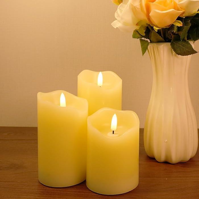 Flameless Candles with Remote - Realistic 3D Flickering LED Candles, Timer & 3 Sizes (4”/5”/6... | Amazon (US)