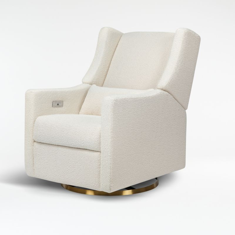 Babyletto Kiwi Ivory Boucle Nursery Power Glider Recliner Chair with Gold Base + Reviews | Crate ... | Crate & Barrel