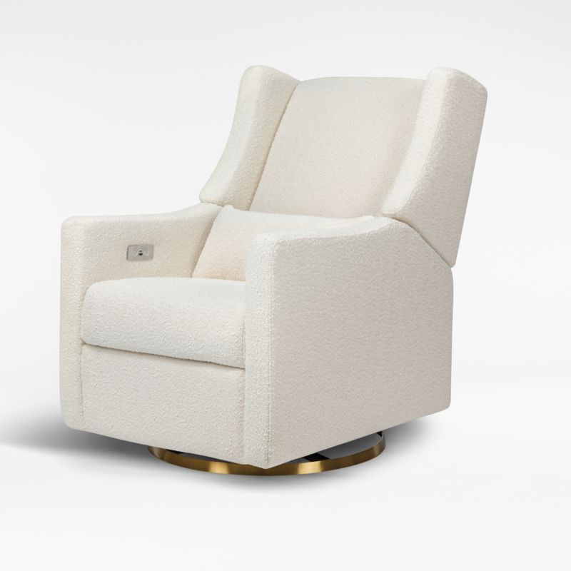 Babyletto Kiwi Ivory Boucle Power Recliner with Gold Base + Reviews | Crate & Kids | Crate & Barrel