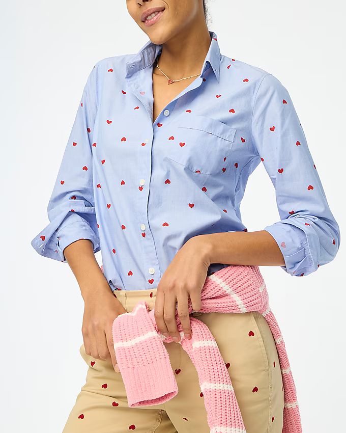 Printed button-up shirt in end-on-end cotton | J.Crew Factory