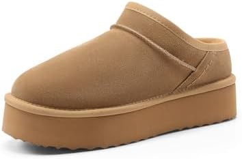 DREAM PAIRS Women's Slippers Platform Genuine Suede Slip-On Memory Foam Cozy Fluffy Warm Comfy Fu... | Amazon (US)