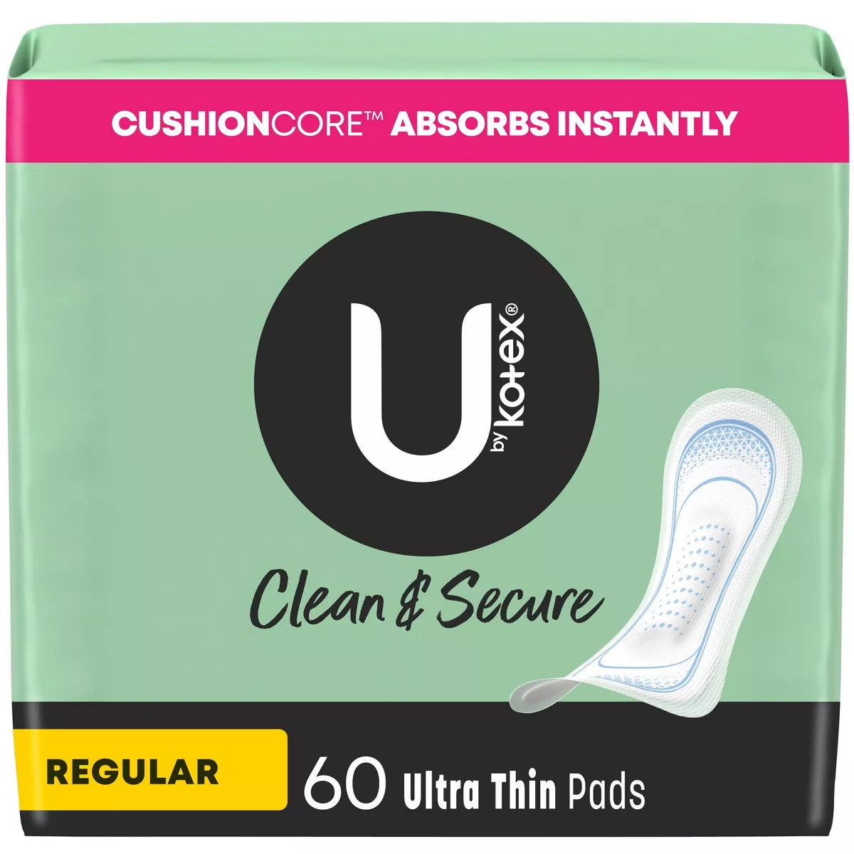 U by Kotex Clean & Secure Ultra Thin Pads - Regular Absorbency - 60ct | Target