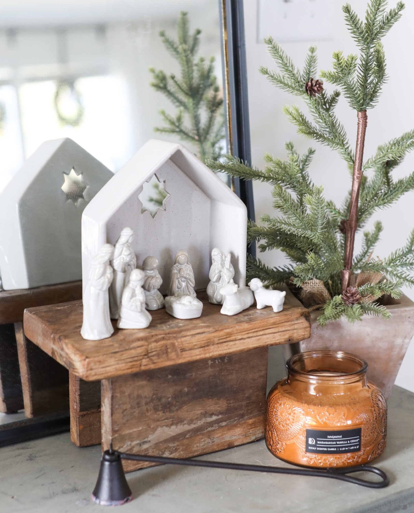 Simple, natural nativity decor 🎄❤️✨ #nativity #christmasdecor #holidaydecor #ltkholiday #homedecor #ltkhome

#LTKhome #LTKHoliday #LTKSeasonal