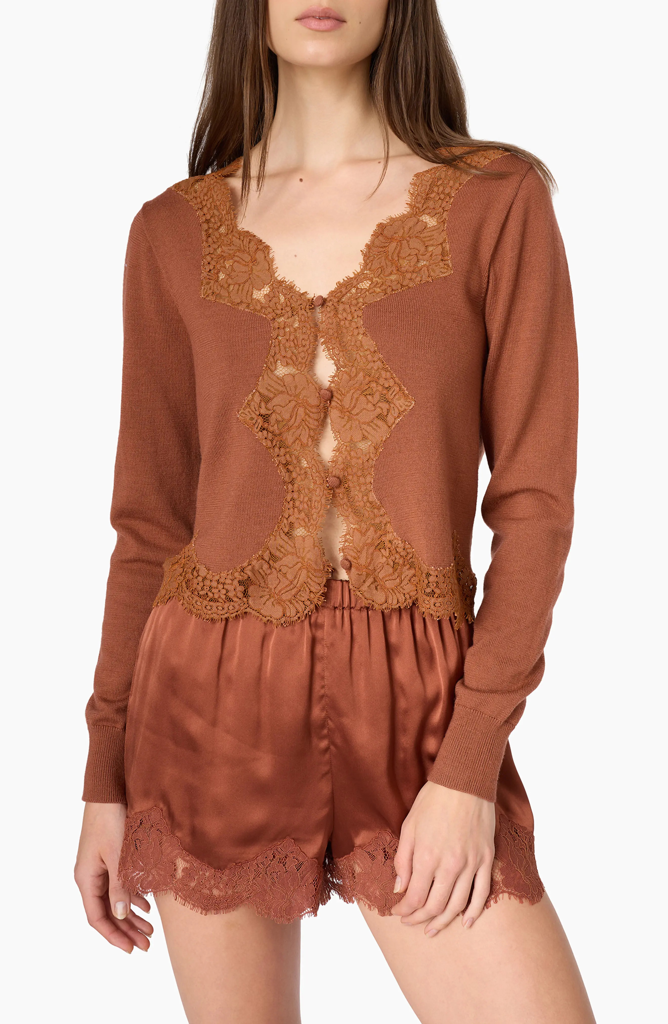 CAMI NYC Sanders Lace Trim Cardigan (Women) | Nordstrom | Nordstrom