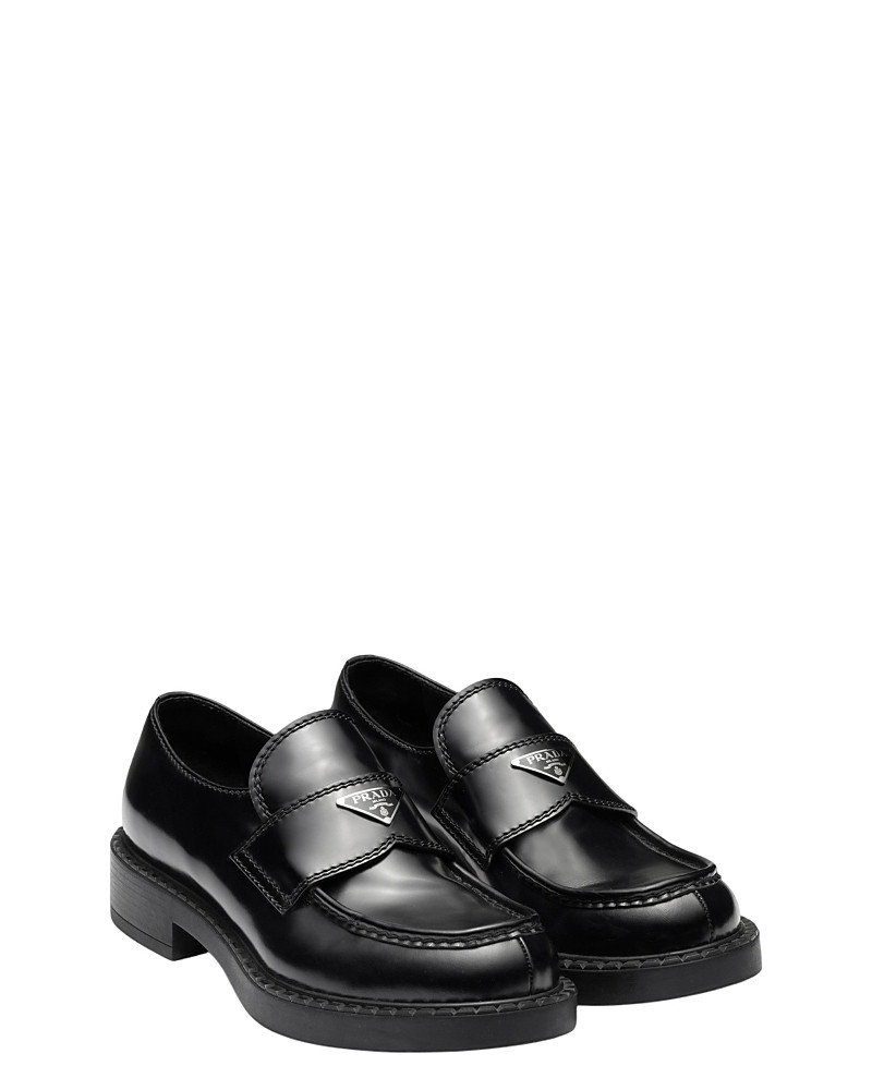 Prada Men's Chocolate Brushed Leather Loafers | Bloomingdale's (US)